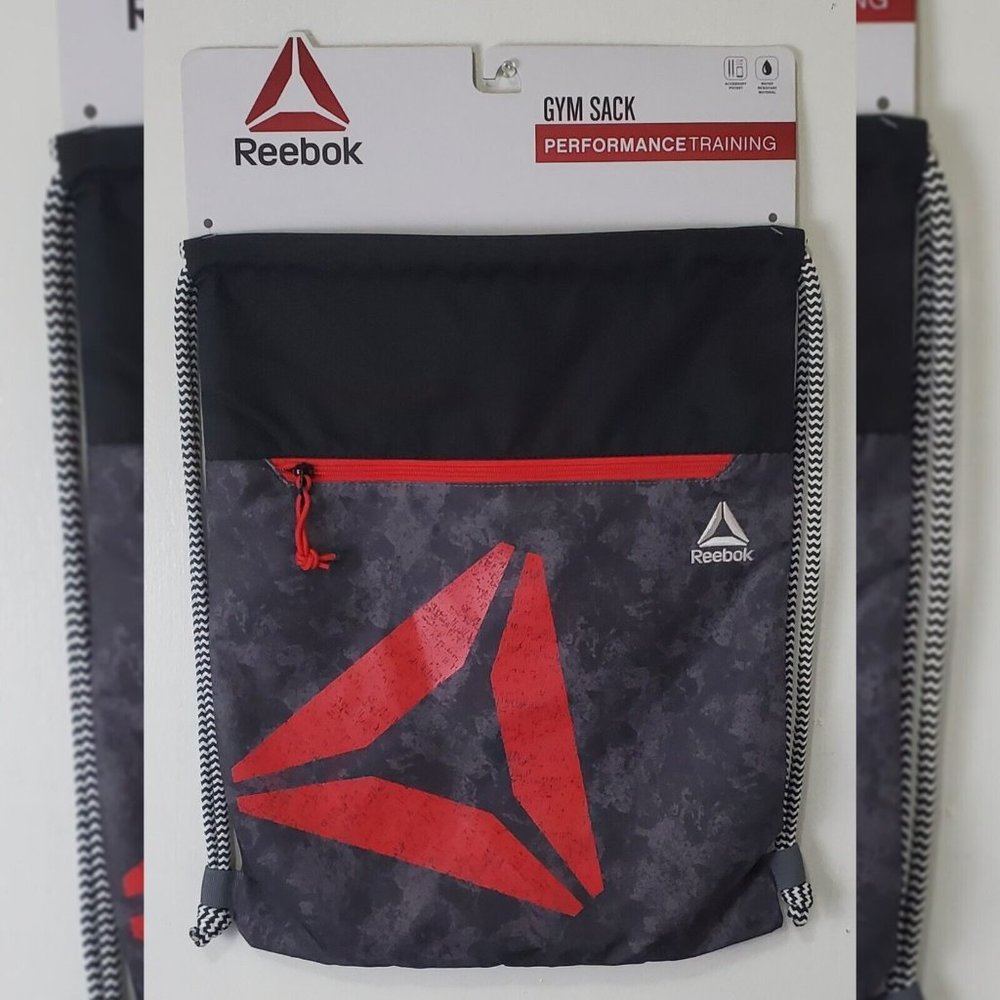 REEBOK GYM SACK PERFORMANCE TRAINING UNISEX WITH ZIP POCKET OS BLACK